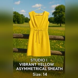 Studio I Vibrant Yellow Asymmetrical Sheath